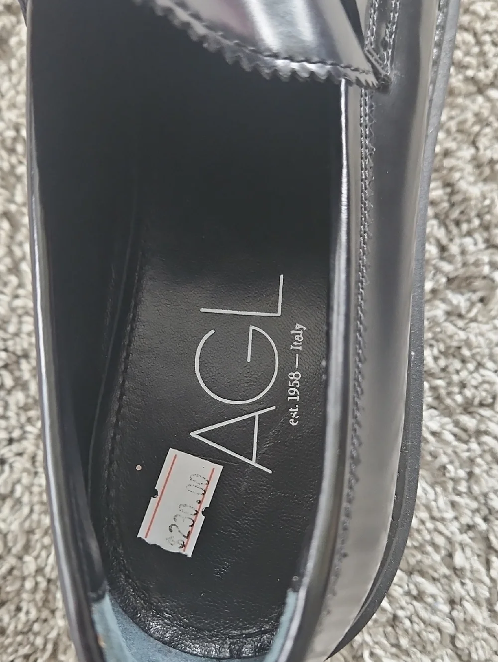 Nwt AGL Black Patent Leather Penny Loafers 38 Preppy Chic Minimalist y2k